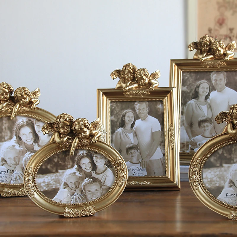 Europese Retro Hars 6/7/8 Inch Fotolijst Cupido Gouden Fotolijst Decoratie Bruiloft Klassieke Home Decoratie|Frames| - AliExpress