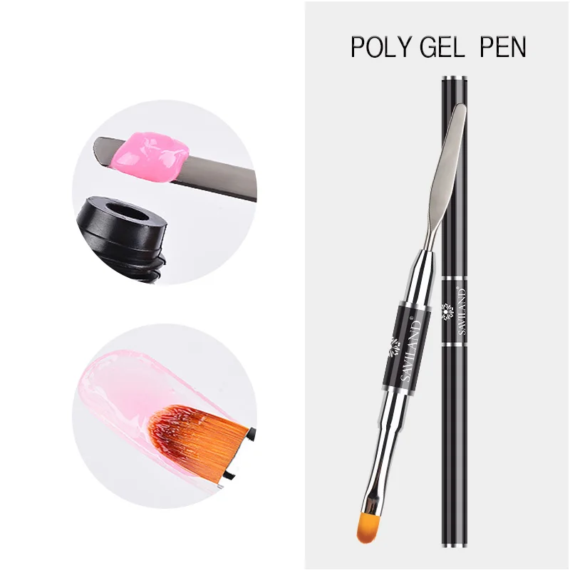SAVILAND 2 в 1 двойная полигелевая Кисть для ногтей, ручка для наращивания ногтей, УФ-гель, акриловая полигелевая кисть, наконечники для ногтей, быстрый инструмент - Цвет: Poly Gel Pen