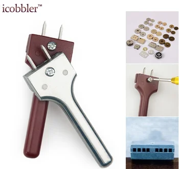 

50pcs sliver Adjustable Leather Craft Tool Fork Puncher Magnetic Button Clasp Snaps Installation Tools 4-25mm Hole Spacing Handm