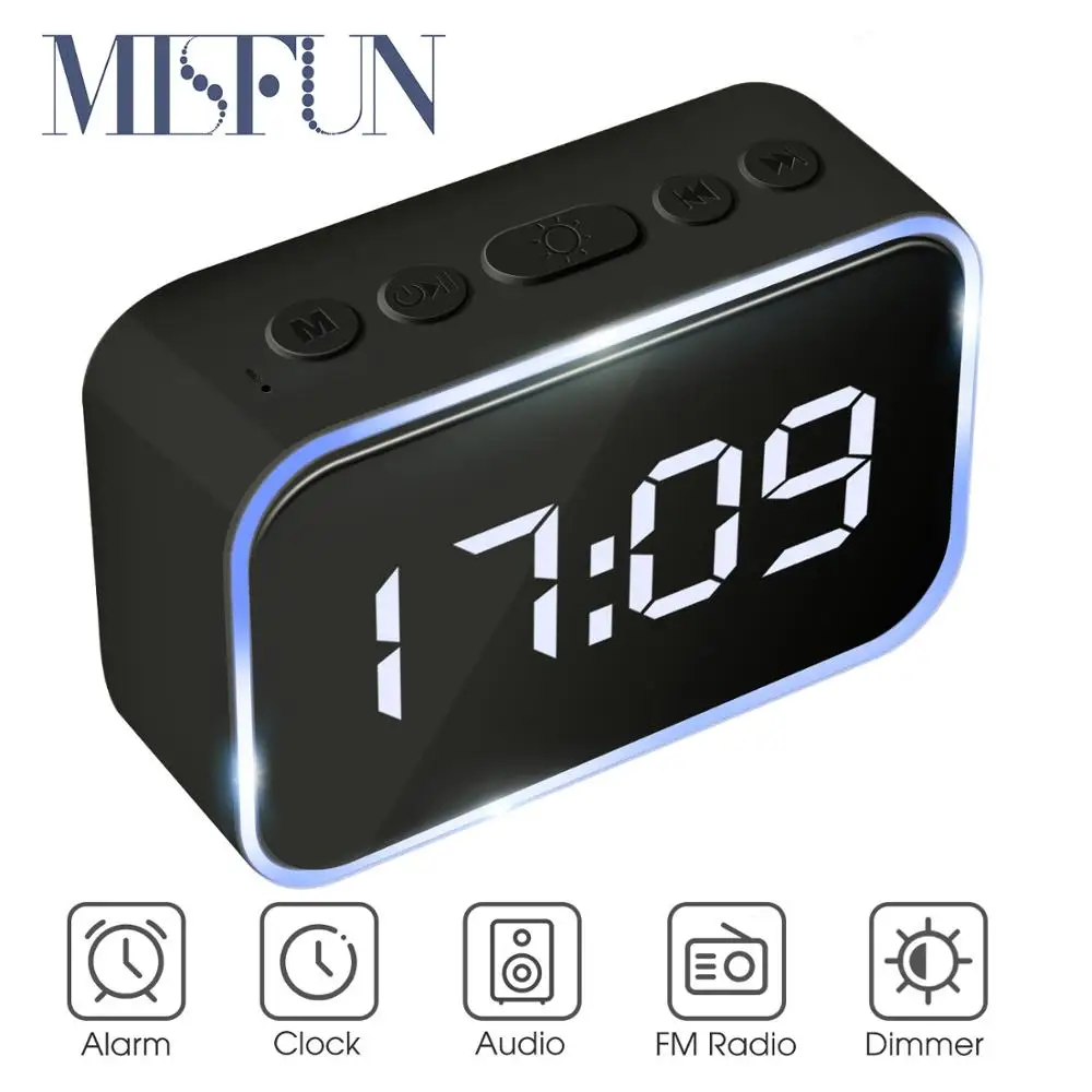 MISFUN LED Digital Display Wireless Bluetooth Speaker Alarm Clock 12W