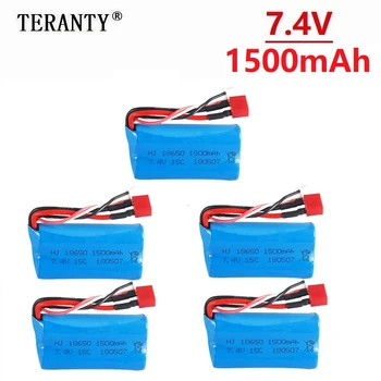 

( T Plug ) 7.4V 1500mAh lipo Battery for Wltoys 12428 12401 12402 12403 12404 12423 FY-03 FY01 FY02 rc toy battery part 18650