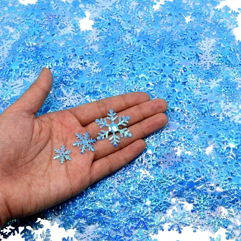 800 Pcs Reusable Snowflakes Confetti for Christmas Wedding Birthday Holiday Party Decorations Supplies,Blue