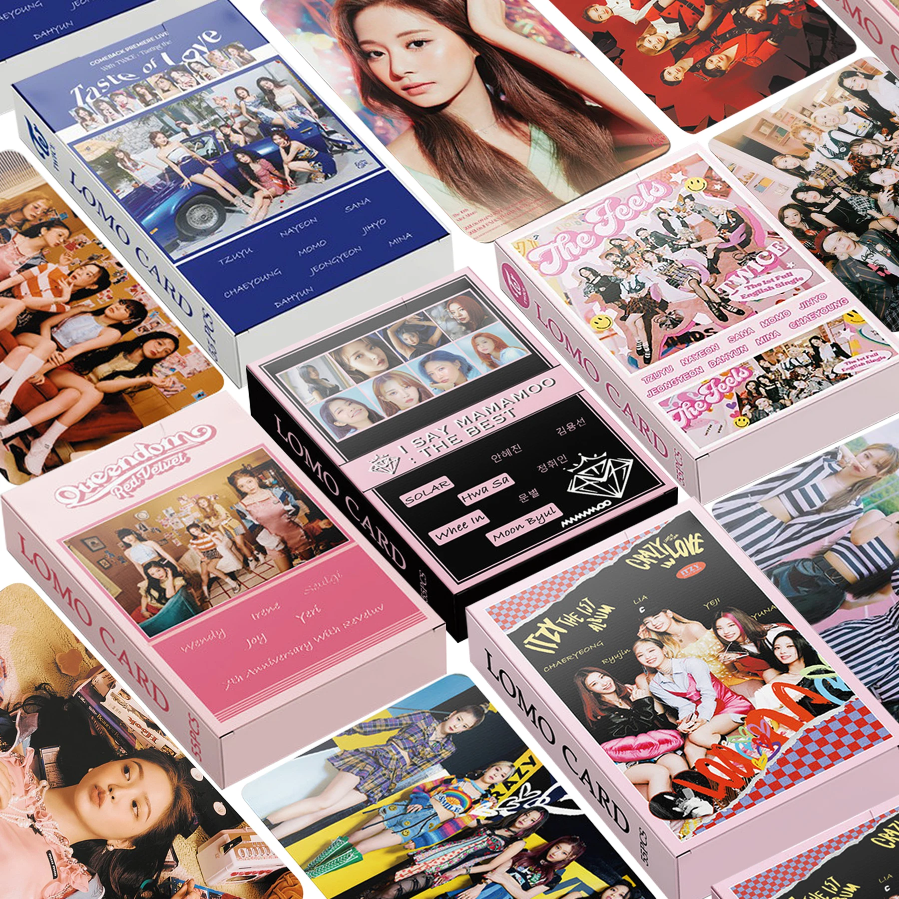 55 шт./компл. Kpop двойная ITZY MAMAMOO Red Velvet Aespa IU LISA IVE Lomo Cards Новый фотоальбом The Feel High Quality