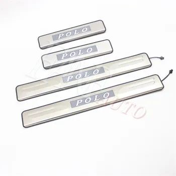

Stainless Steel Led Door Sill Scuff Plate Guard Sills Protector Trim For Volkswagen VW POLO 2002-2009
