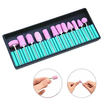 

12pcs Pro Nail Drill Bit Nozzle Cutter Nail Rubber Silicone Polisher Grinding Head Nail Electric Manicure Drill Machine Accessor