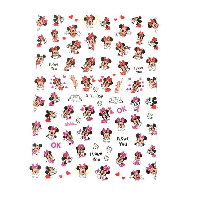 1PCS Disney Cartoon Anime Collection Star Design Nail Sticker Mickey Mouse Donald Duck Lion King Mermaid Stitch Nail Slider XIYU059