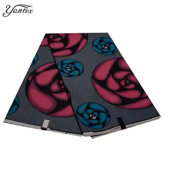 

YANTEX African Print Fabric Ankara Wax Veritable Wax Nigeria Batik Polyester Ankara Fabric Tissu Africain 6 Yards/Piece For Lady