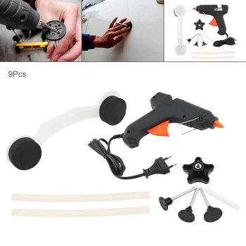 

9pcs/set 220V Universal Car Door Body Pulling Paintless Reparation Device Removal Tool Kit with Glue Gun and Rubber Strip