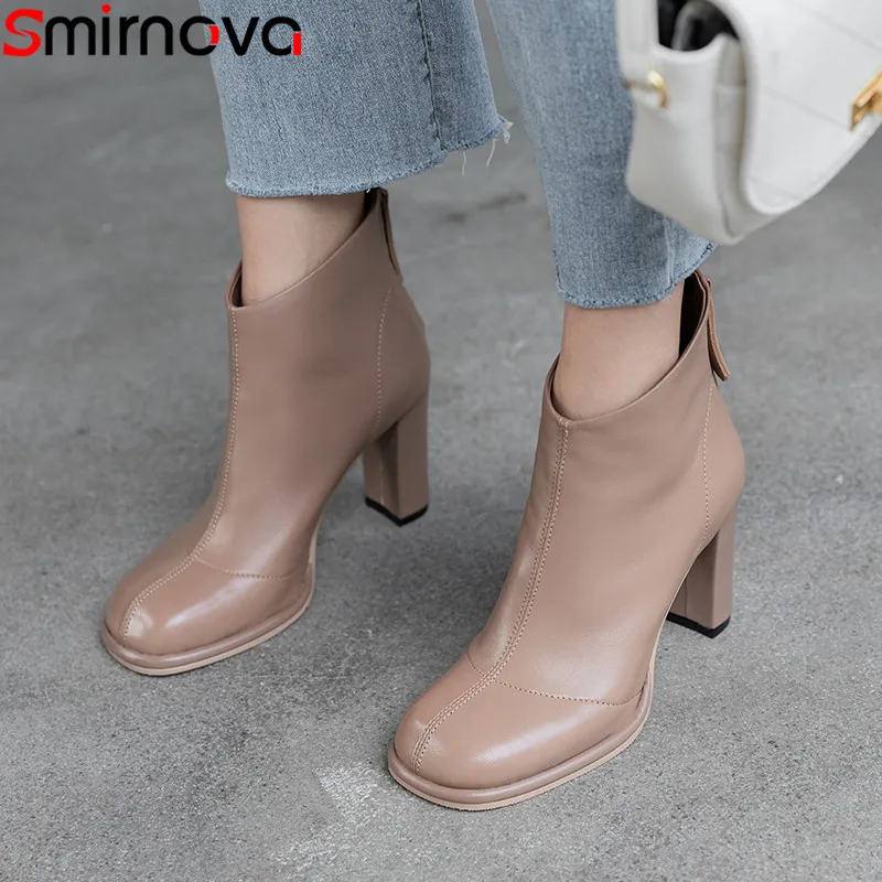Smirnova/модные новые ботинки из натуральной кожи женские Элегантные ботильоны на