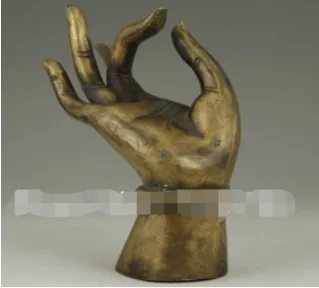 

309 CHINESE OLD BRONZE HANDWORK CARVING KWAN-YIN HAND BUDDHA STATUE