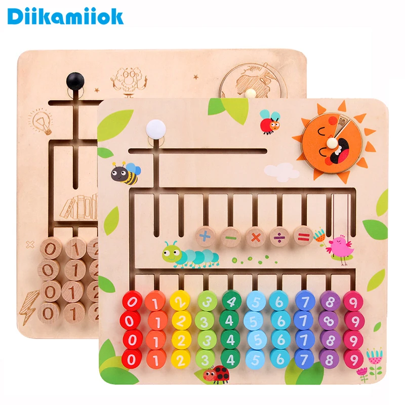 Новая детская деревянная горка-головоломка, цифровой лабиринт, математическая игра, Когнитивная доска, развивающие обучающие игрушки для детей, подарок