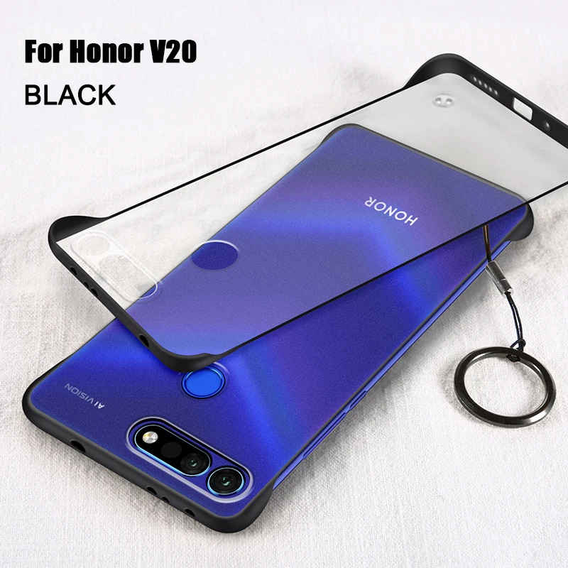 Бескаркасный чехол для huawei Honor 20 Pro, Ультратонкий матовый ПК противоударный чехол для задней панели Honor V20 View 20 с закаленным стеклом - Цвет: Honor V20 Black