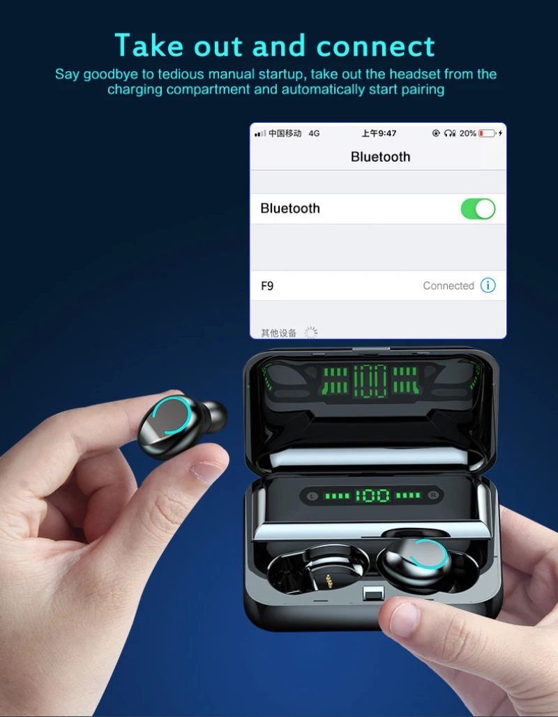 Bluetooth V5.0 наушники беспроводные стерео Спортивные Беспроводные гарнитура 2000 MAh