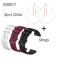 2Pcs 2.5D Gehard Glas + Polsband Voor Microwear 13 L15 L16 L19 Smart Horloge Hd Clear Anti-Scratch guard Glas Siliconen Band