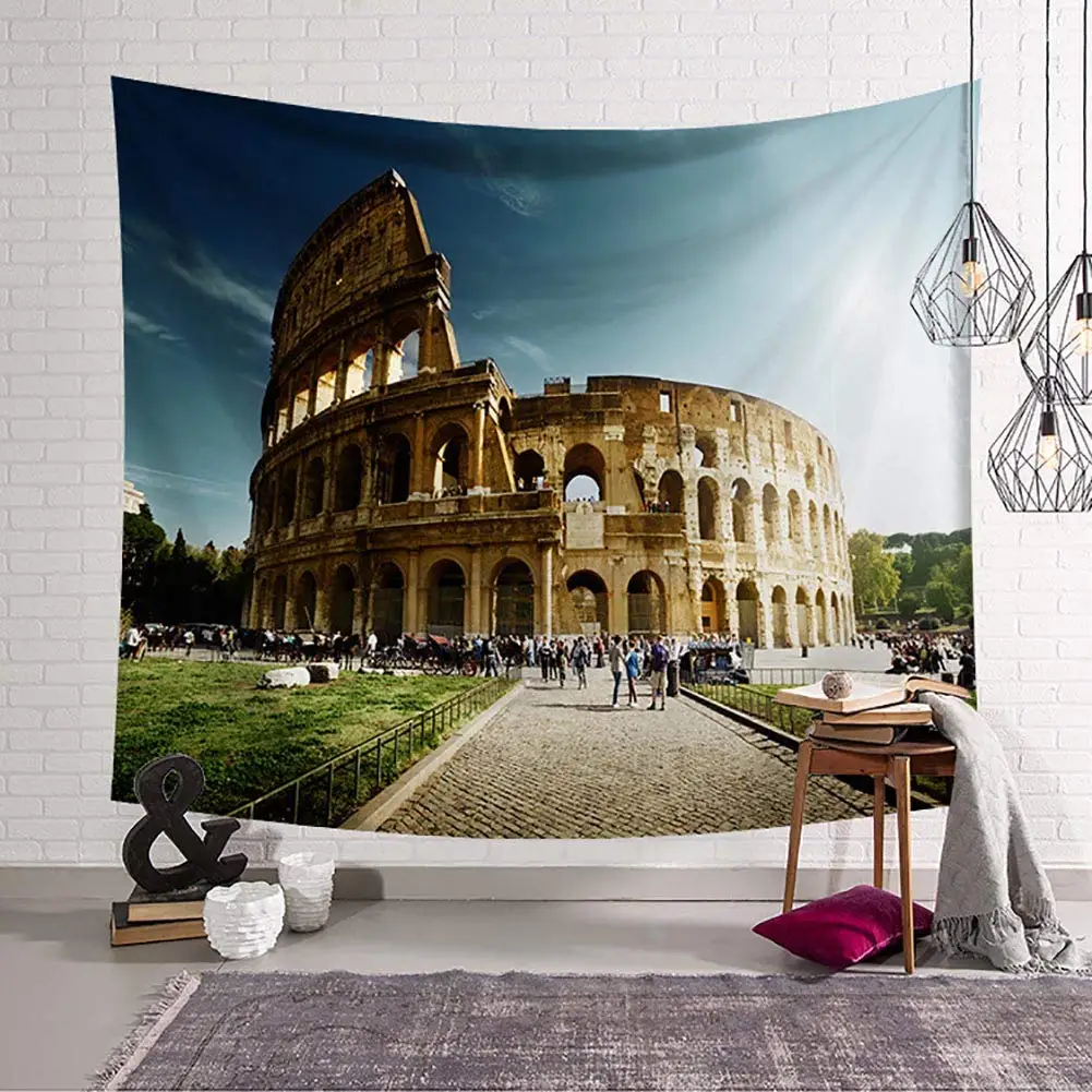 

World Famous Architecture Tapestry Wall Hanging Roman Colosseum Pattern Digital Print