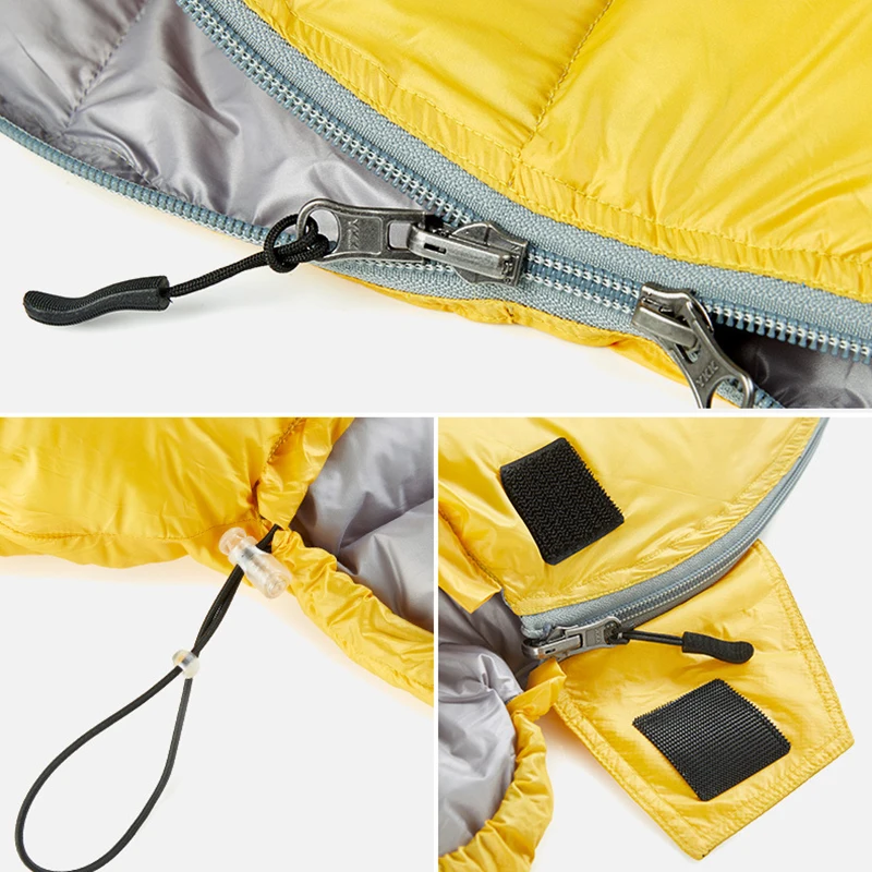 Goose Down Mummy Sleeping Bag Ultralight For Outdoor Camping Backpack Bags Keep Warm Zipper Design 200cm*80cm
