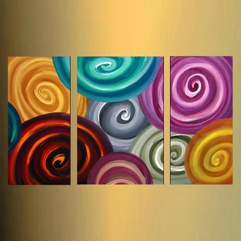 

100% Hand-painted Colorful 3D Abstract 3 Pieces Group Oil Painting on Canvas for Living Room Bedroom Home Decorations 3pcs/set