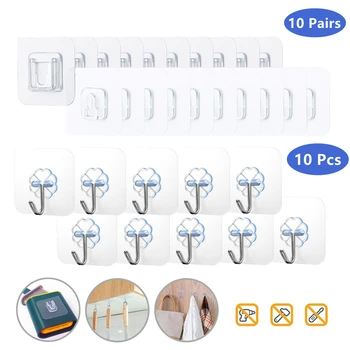 Double-Sided Adhesive Kitchen Wall Hook Hanger Strong Transparent Wall Storage Sucker For Kitchen Bathroom Hooks 9