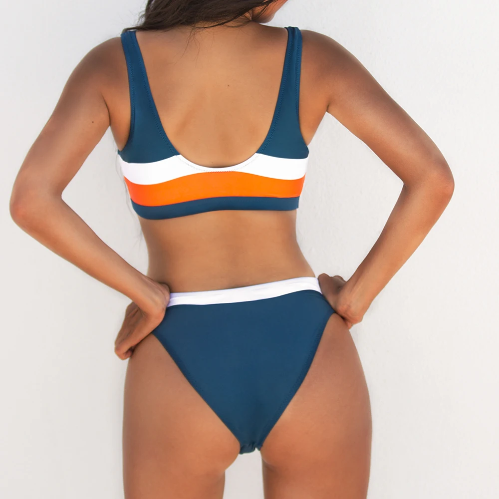 contrast trim sport bikini set