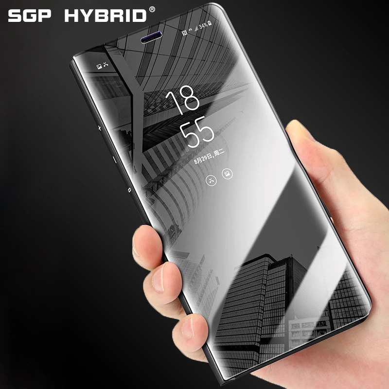 

Plating Mirror Smart Flip Case for Xiaomi Redmi note 7 7a Clear View Mobile Phone Back Cover 360 Protective Leather Stand Coque