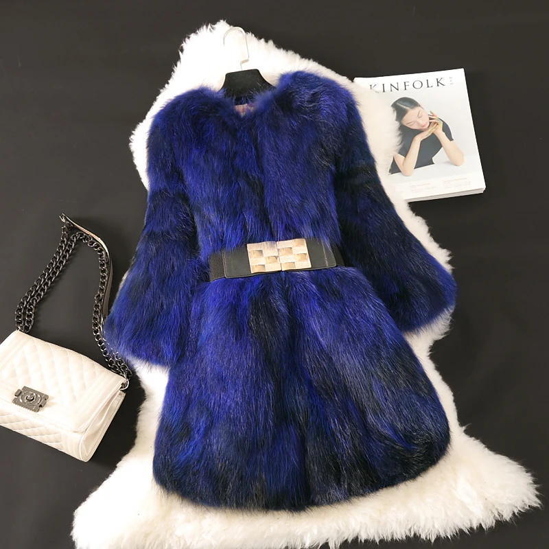 

Fashion warm natural raccoon dog fur winter coat outerwear women O neck 3/4 sleeve real fur jackets and coats 2019 new autumn