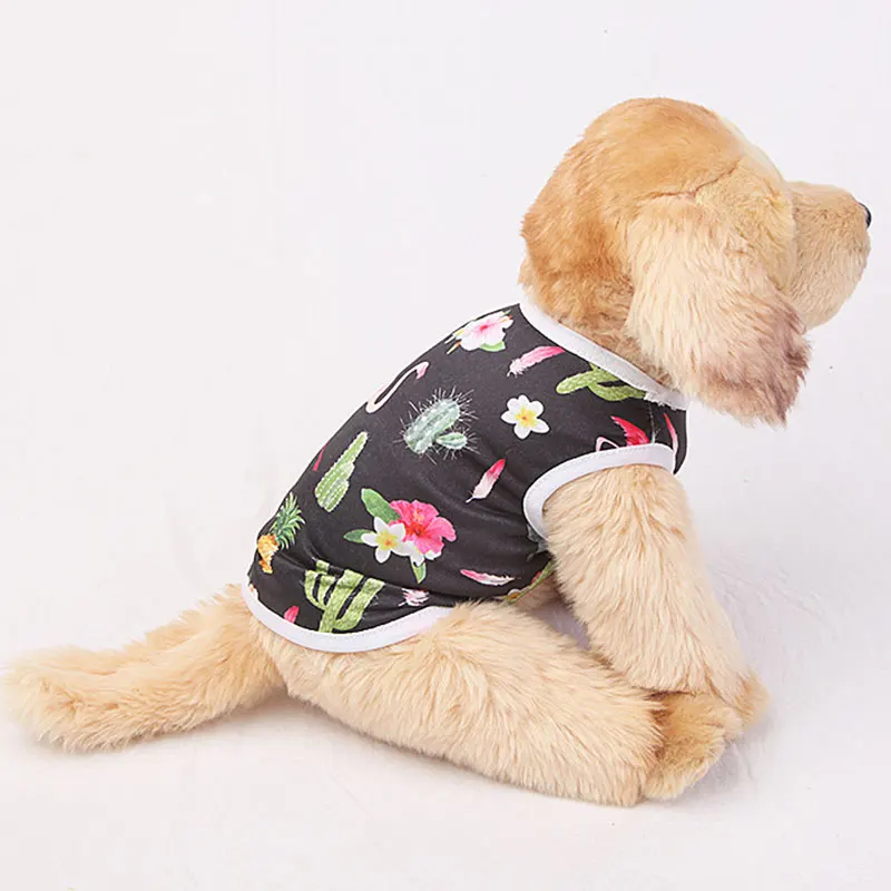 2021 Summer Cartoon Cat Vest Dog T-Shirts Print Pet Clothes Costume Cats Thin Clothing For Small Dogs Chihuahua Cute Puppy Vest