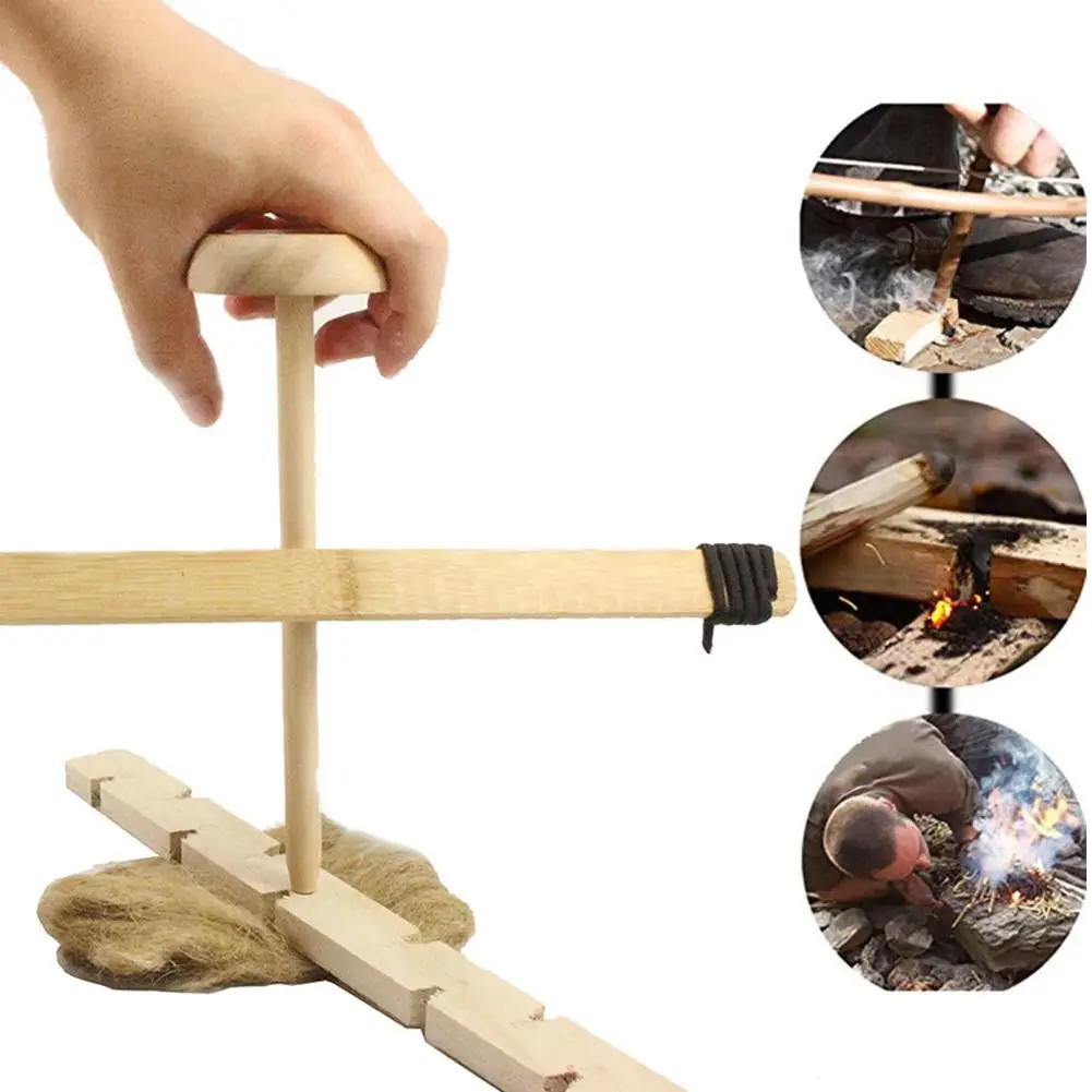

Bow Dual-Drill Rods Friction Fire Starter Firemaking Tool Outdoor Survival Development Training Camping Equipment Emergency Gear