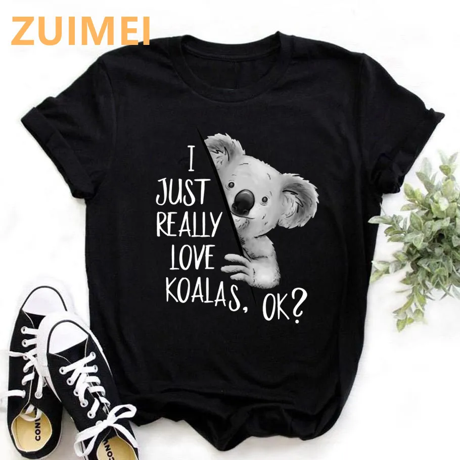 Funny Koala My Puns Are Nope Print Harajuku Top Women