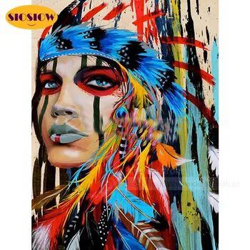 

5D DIY Diamond Painting Cross Stitch Colorful Portrait Women Full Drill Square Round 3D Diamond Embroidery Needlework Decor Home