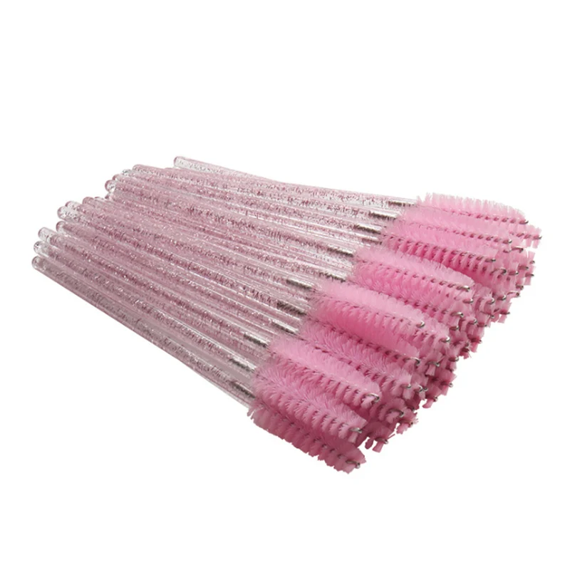 50pcs pink 50 шт., кристальная одноразовая щеточка для ресниц, тушь для ресниц, палочки для прививки ресниц, гребень для завивки, алмазные кисти для макияжа, инструменты для красоты - Цвет: 50pcs pink