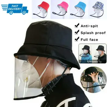 

Detachable Protective Fisherman Hat Anti-saliva Hat Women UV Protection Mask Hat Dustproof Face Shield