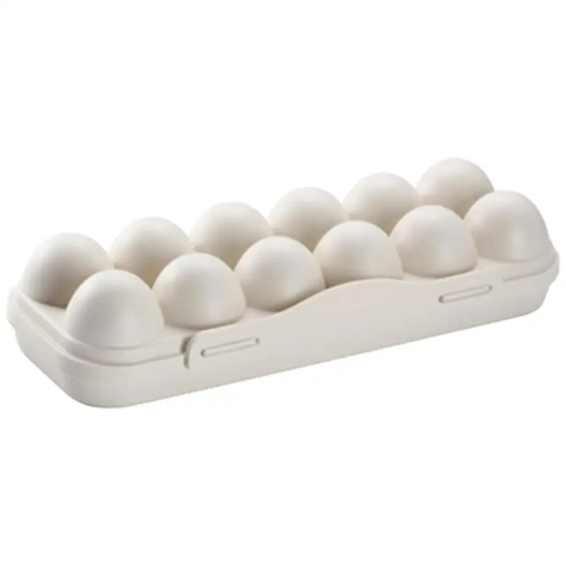 Egg Tray Holder Kitchen Refrigerator Single Layer Egg Box Storage Box Practical Creative Home Portable Picnic Food Storage Box - Цвет: Khaki