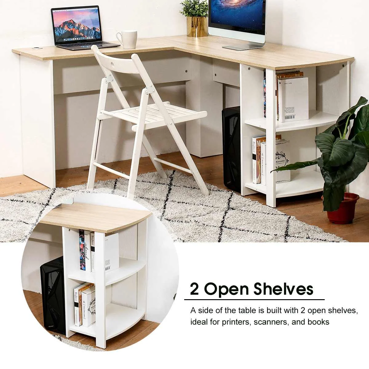 L-Shaped Corner Computer Office Desk With Book Shelves Home Desk Commercial Furniture table laptop table computer desk L-Shaped Corner Computer Office Desk With Book Shelves Home Desk Commercial Furniture table laptop table computer desk
