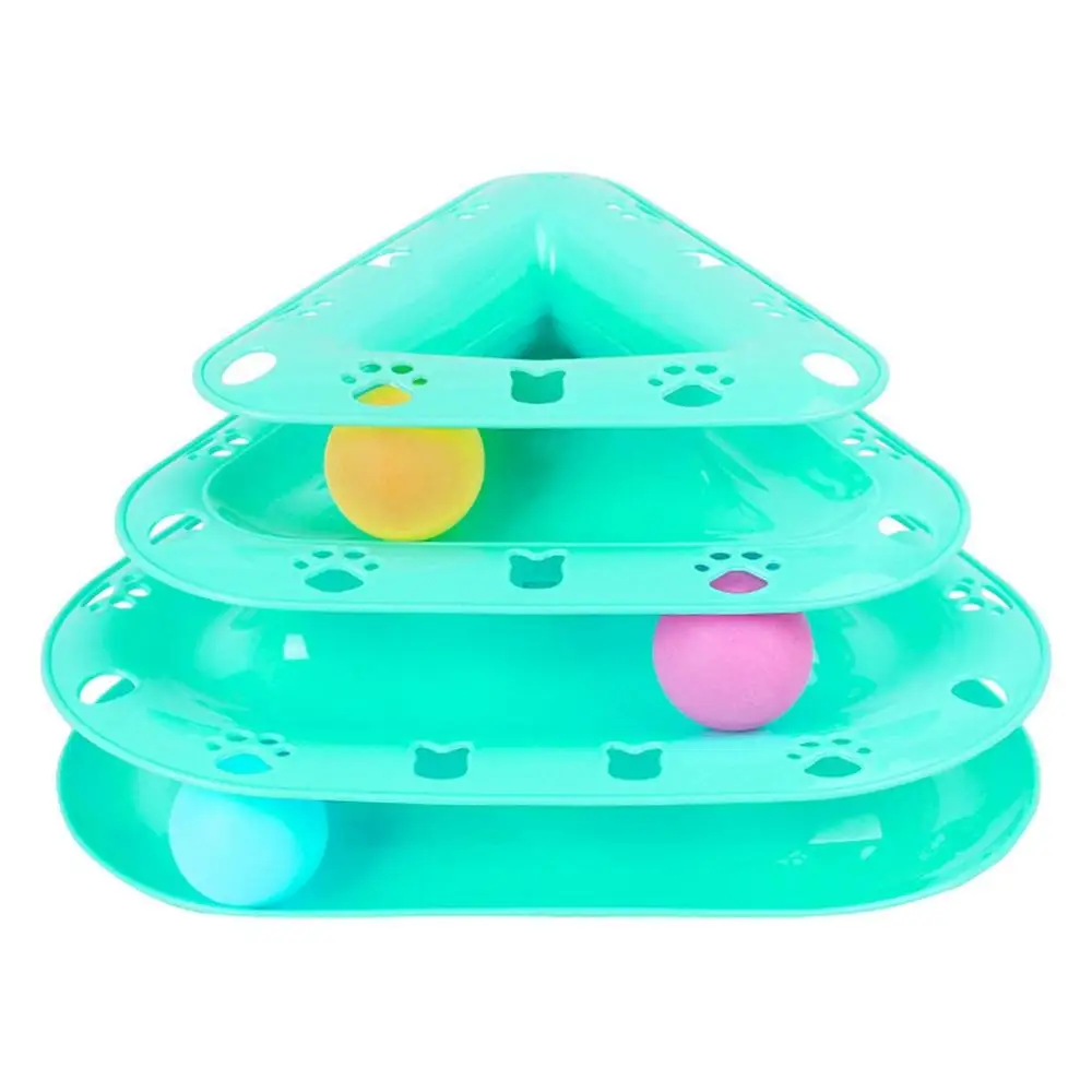 Three Levels pet cat toy Tower Tracks triangle cat Intelligence Interactive Funny cat toys ball disc Training Amusement plate
