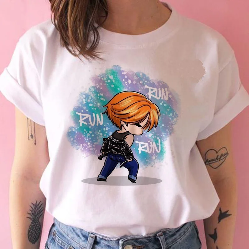 

Summer new women's clothing Bulletproof Boys BTS Style DIY Doll Adorable Korean-style Casual Slim Fit Crew neck T-shirt