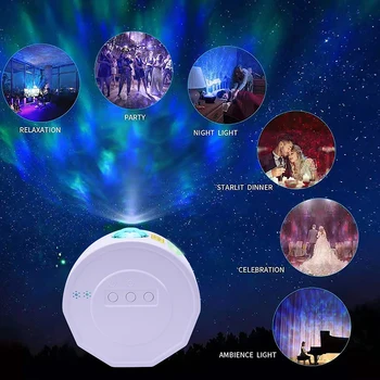 

3 In 1 LED Starry Moon Projector Light Colorful Water Wave Rechargeable LED Projector Light for Gifts Party Birthday Wedding D30