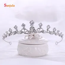 Блестящие Кристаллы бисером свадебные тиары Стразы Свадебные короны серебро Brida повязка на голову T166