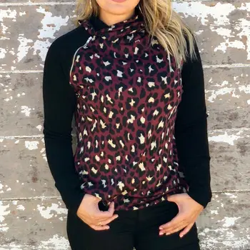 

Womens Long Sleeve Leopard Print Hoody Sweatshirt Jumper Pullover Women LadiesTops Outwear Hoodies