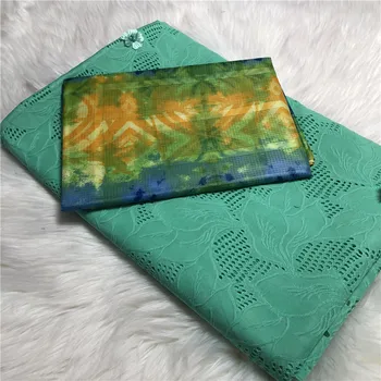 

popular dubai design 2.5yards Swiss Voile Lace In Switzerland with 5yards bazin riche fabric latest guinea brocade fabric