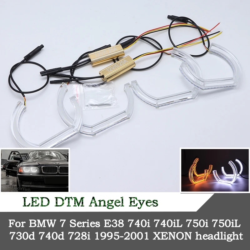 

crystal LED angel eyes DTM style halo ring light For BMW 7 Series E38 740i 740iL 750i 750iL 730d 740d 1995-2001 XENON headlight