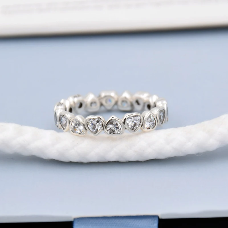 Оригинальные кольца Forever More Love Heart с кристаллами для женщин, 925 пробы Серебряное кольцо, подарок на свадьбу, Европейское ювелирное изделие