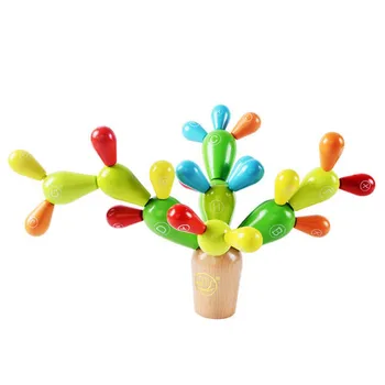 

Baby Alphabet Toys Early Learning Kids Dismantle DIY Wooden Cactus Shape Educational Spelling Insert Stack Up Building Blocks