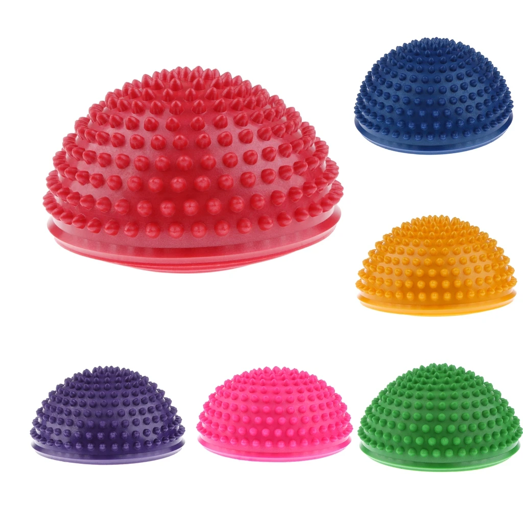 Green Yoga Half Ball Dome Balance Trainer Anti-Slip Hedgehog Exercise Balance Ball Agility Training for Gym Yoga Pilates