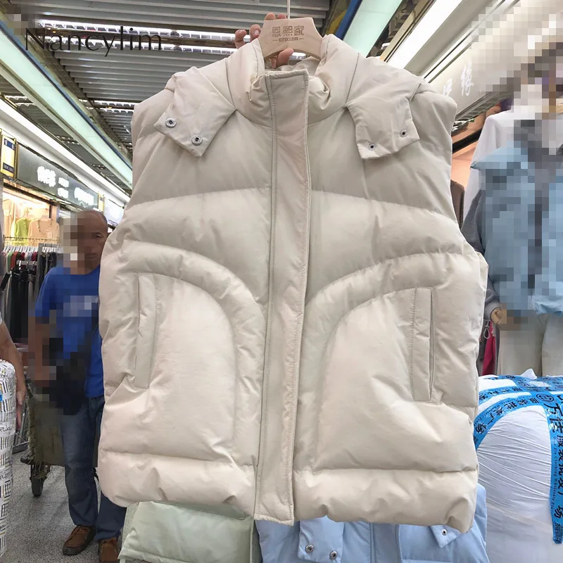 

Winter Cotton Vest for Women Warm Waistcoat Sleeveless Stand Collar Autumn Coat Students Hooded Warm Coats Vest Femme