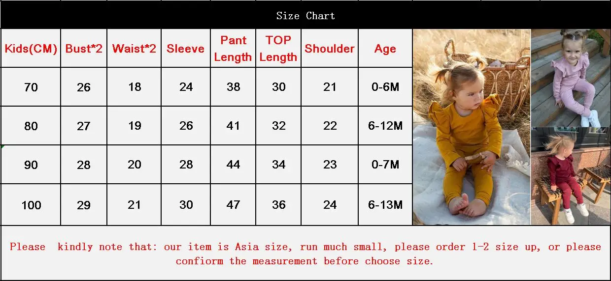 Focusnorm 0-24M Toddler Kids Baby Girl Infant Autumn Clothes Solid Cotton T-shirt Top Pants 2PCS Outfit Sets Tracksuit