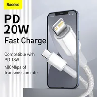 Baseus 20W kabel USB C dla iPhone 13 12 11 Pro Max XR 8 PD szybkie ładowanie dla iPhone kabel ładowarki dla MacBook iPad typ C kabel 6