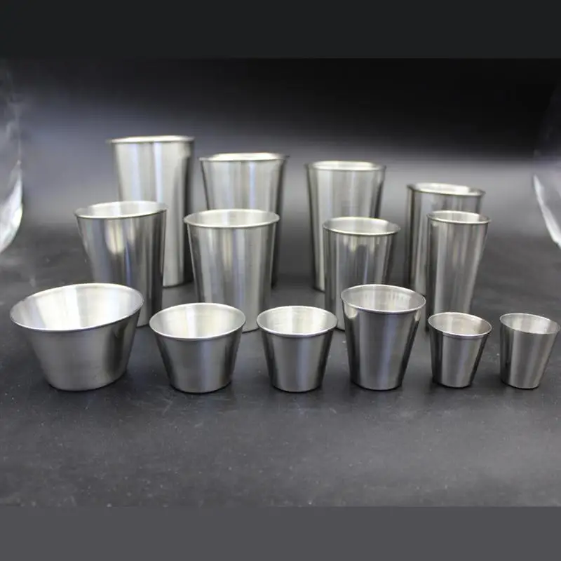12pcs Cup Stainless Coffee Glasses Cups Portable Drinking Tumbler Spirits Cup Glasses Cups Sauce Holder For Home drinking vessels