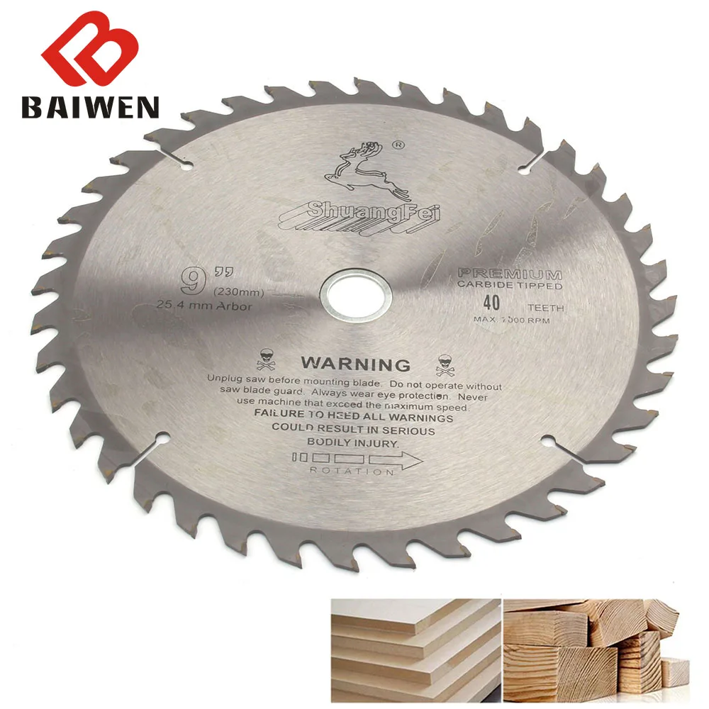 

9inch Carbide Saw Blade Tipped Woods Cutting Discs 40T~120T Woodworking Cut Off Wheel Manual Electric Rotating Tools Accessories
