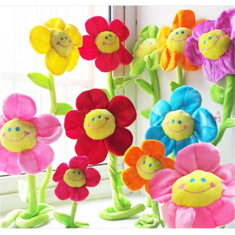 Colorful fabric sun flower Small Pendant plush toy cartoon smile curtain buckle plants vs zombies sunflower decorations for home |