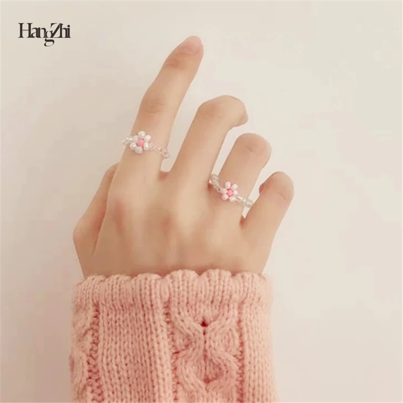 Женское кольцо с цветком из акриловой смолы HangZhi прозрачное японское ручной